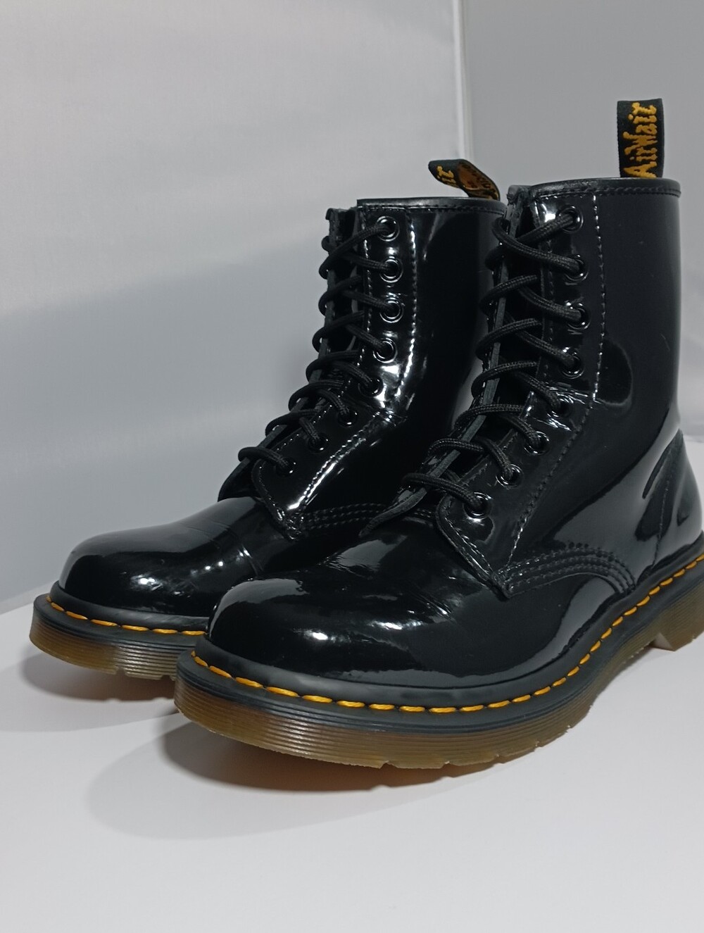 Dr. Martens Black Patent Leather Boots W8 - Picture 11 of 13